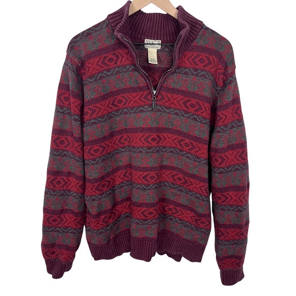 L.L. Bean Other - LL Bean Fleece VTG Jacket Pullover Tribal Aztec Pattern USA XL 100% Cotton